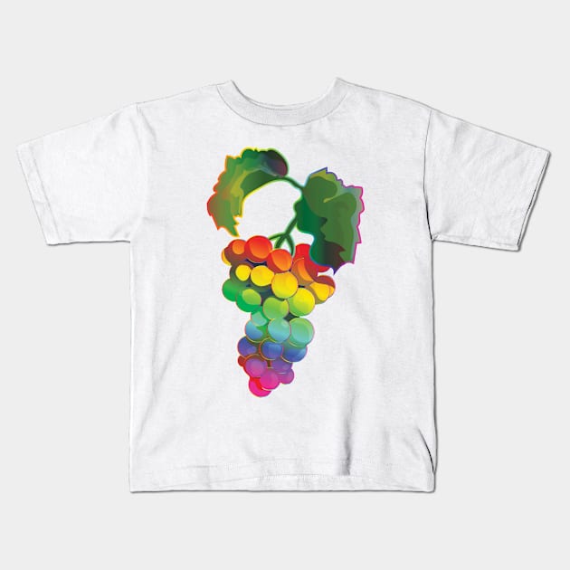 Grape Rainbow Fruit Kids T-Shirt by ThinkingSimple